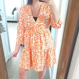 NWOT Rachel Zoe Vibrant Orange Patterned Dress